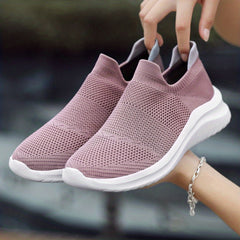 Women's Comfy Knit Sock Sneakers Lace Up Slip On Low Top Shoes