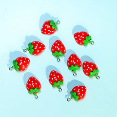 10pcs Strawberry Charms for DIY Jewelry Making