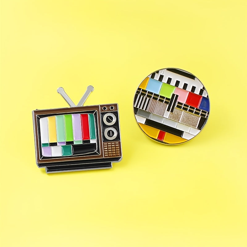 Retro TV No Signal Brooch Pin