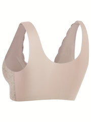 Lace Wireless Bra Scallop Trim Front Buckle Bra