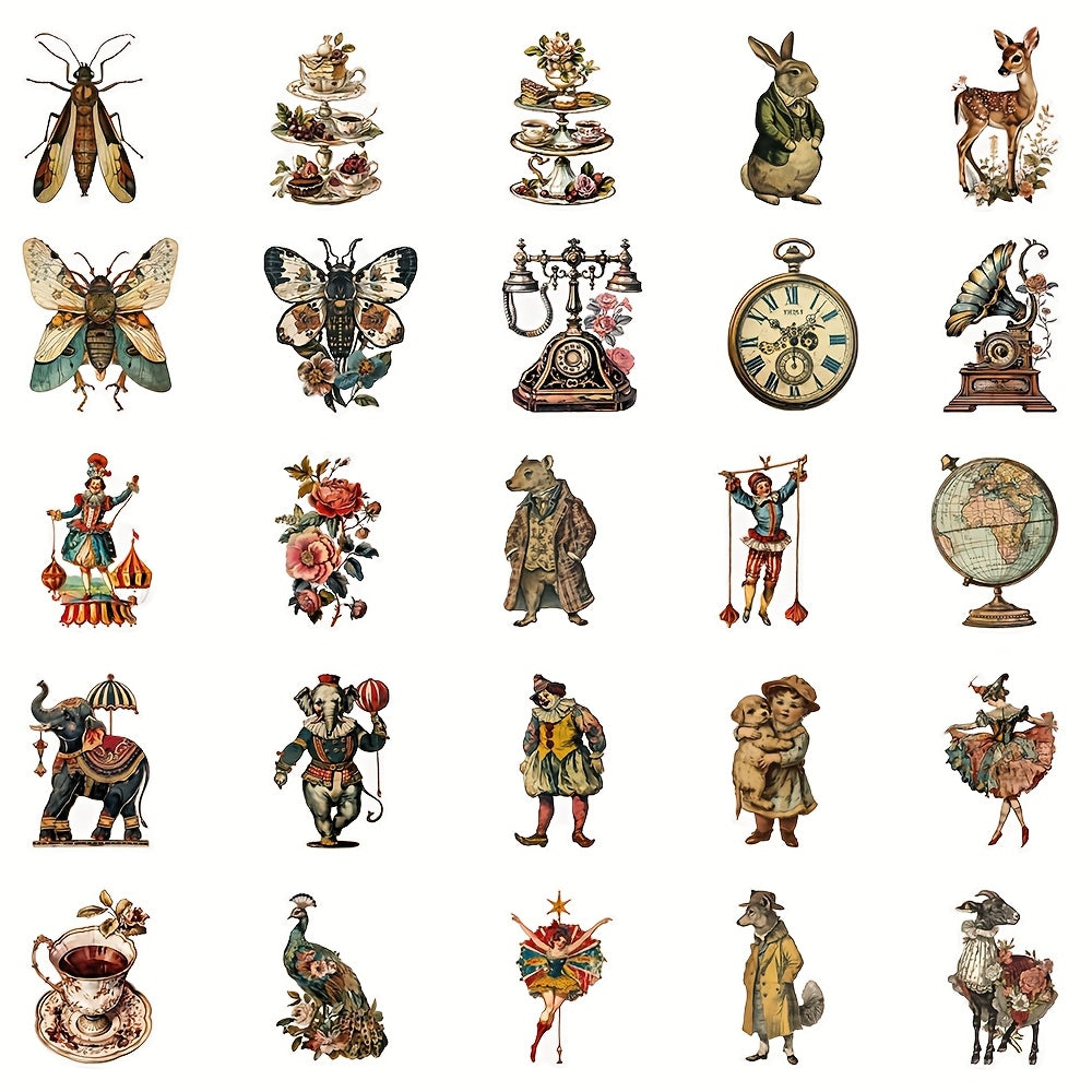 50 British Retro Cartoon Graffiti Stickers for Decoration