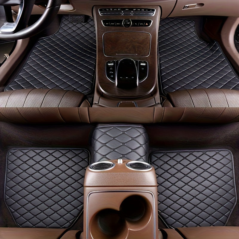 5pcs Universal Waterproof PU Leather Car Floor Mats