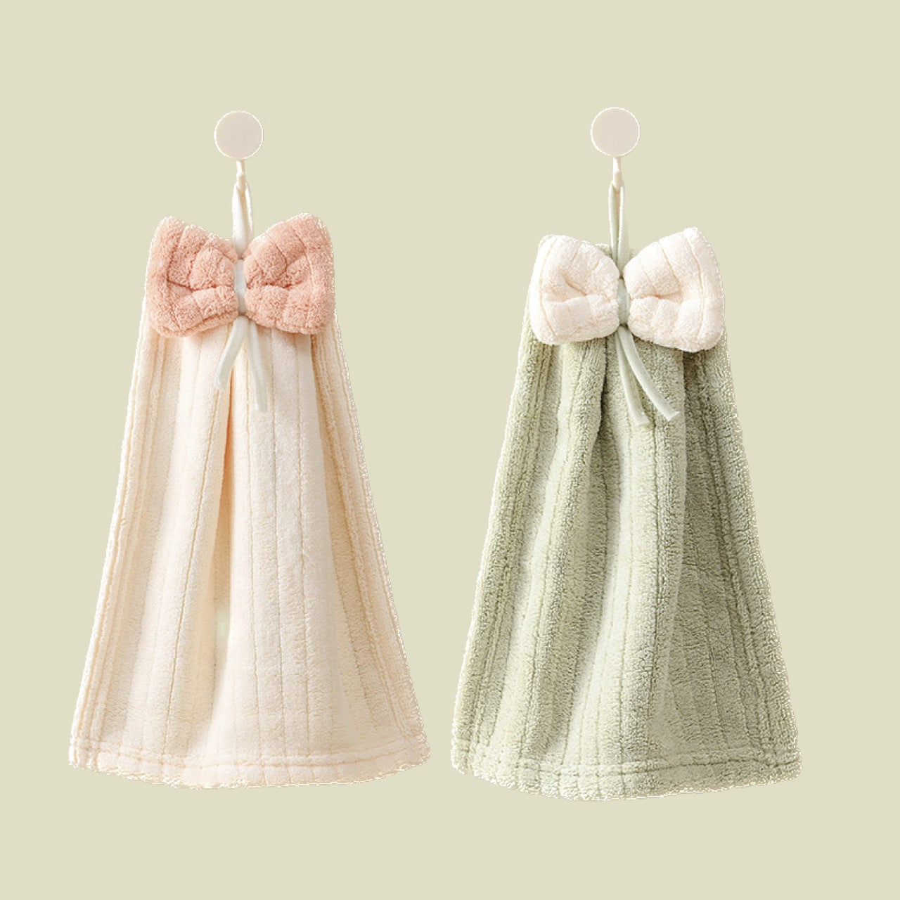 2pcs Hanging Fingertip Towel Coral Fleece Absorbent Soft Towel