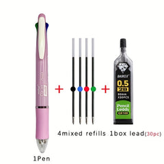 5-in-1 Multicolor Ballpoint Pen Set with Refills & Pencil Core