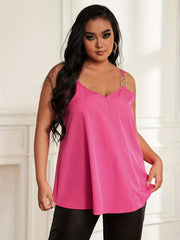  Solid V Neck Chain Decor Cami Top