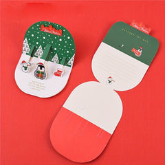 3D Christmas Greeting Card Set - 10 Cards, 2 Stickers, Envelopes Included