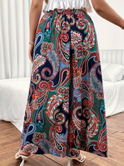 Paisley Print Boho Wide Leg Pants High Rise Loose Fit