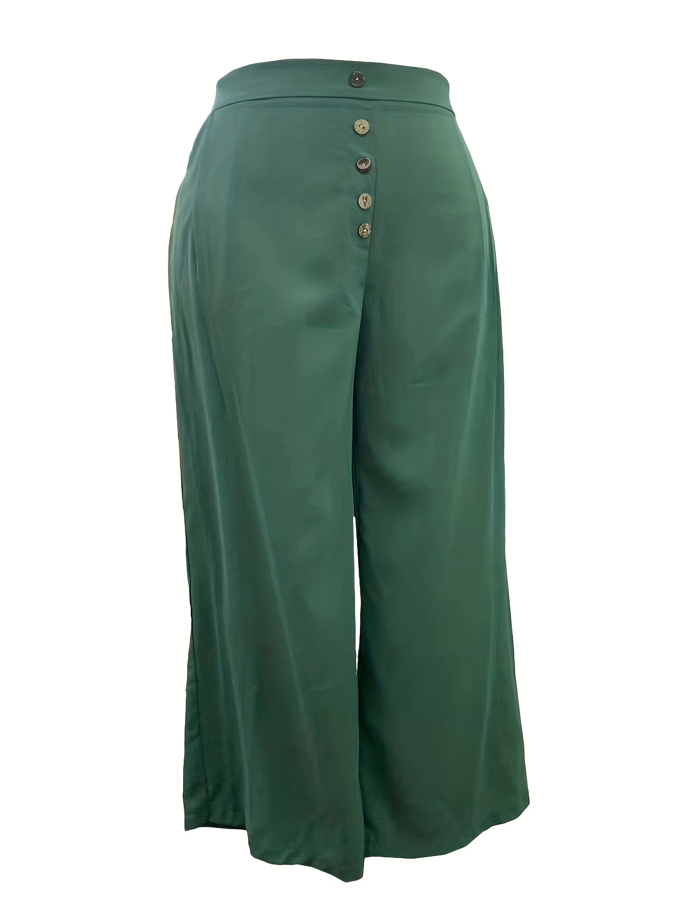  Pants Women's Plus Elastic Button High Rise Wide Leg Trousers