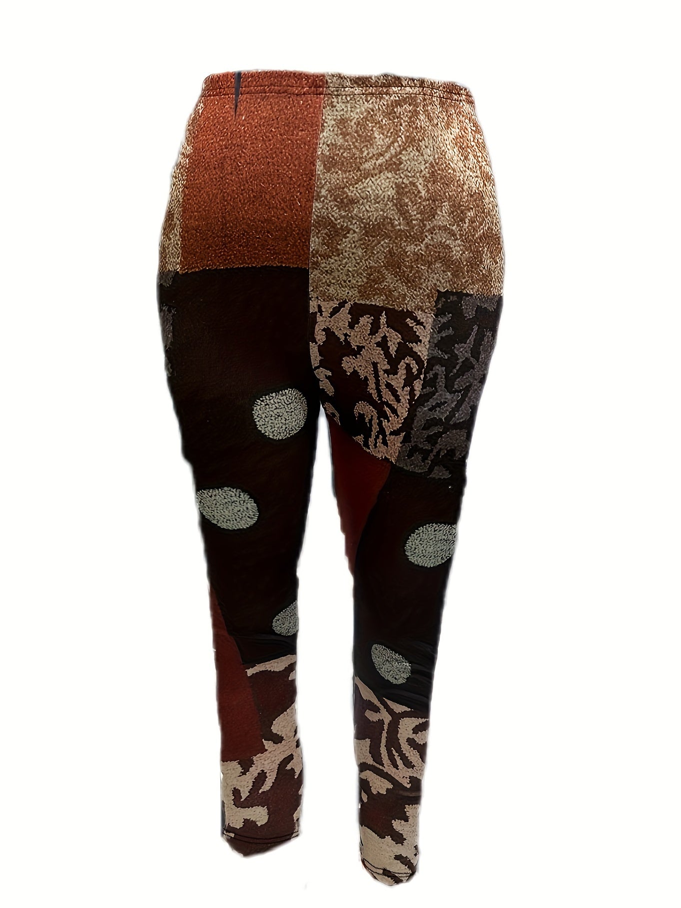 Patchwork Print High Rise Skinny Trousers