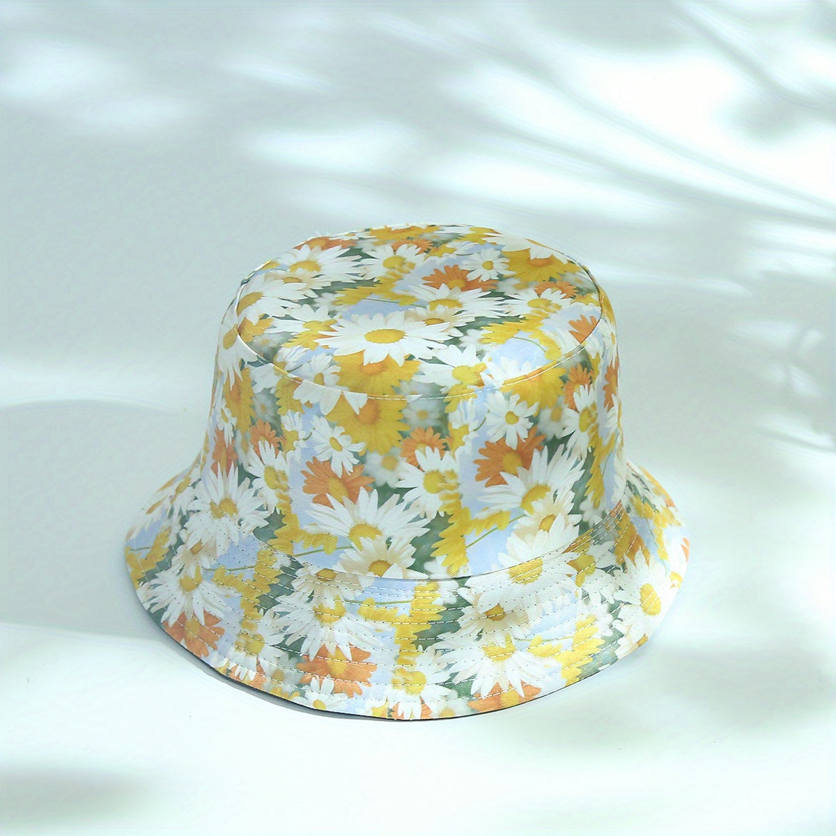 Sunflower Print Bucket Hat Reversible Sunscreen Beach Hats