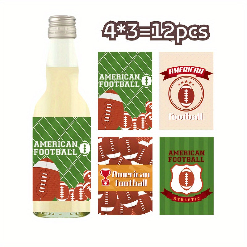 12pcs Sport Themed Red Wine Bottle Stickers for Party Decorations