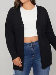  Solid Button Up Long Sleeve Cardigan