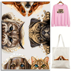 4pcs Cat Dog Iron Stickers Patch Heat Transfer Sublimation Printing Stickers DIY