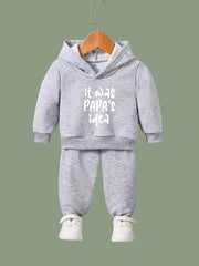 Papa's Idea Pattern Hoodie & Sweatpants Set