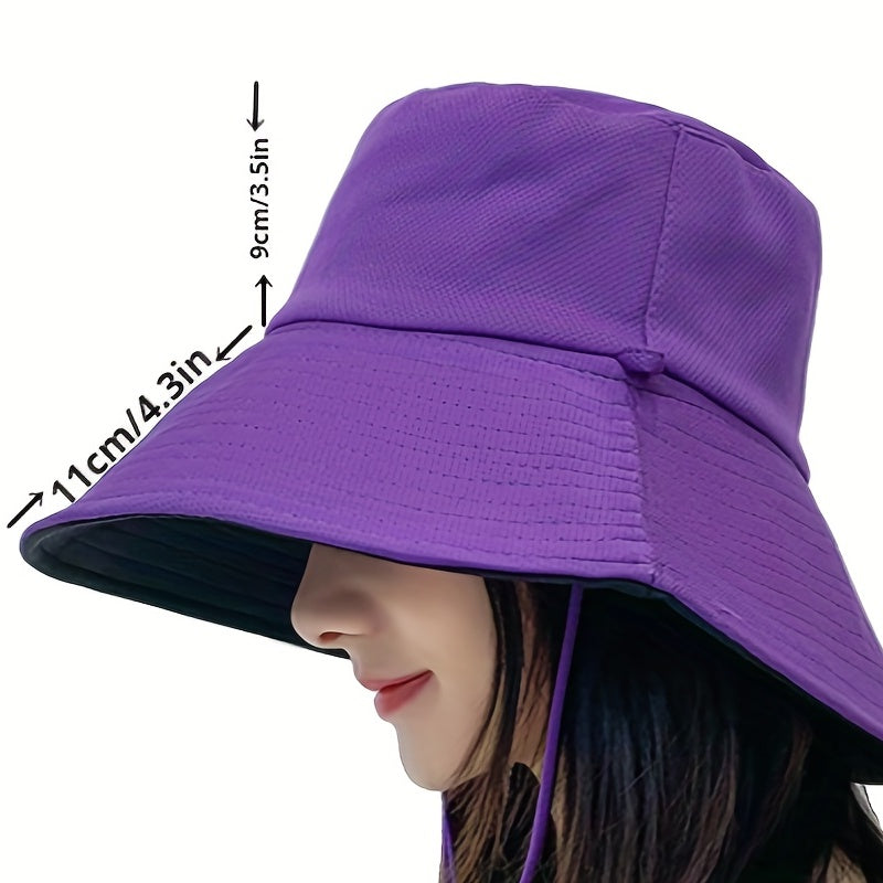Reversible Double Sun Hat Wide Brim Bucket Hat UV Protection Sunscreen