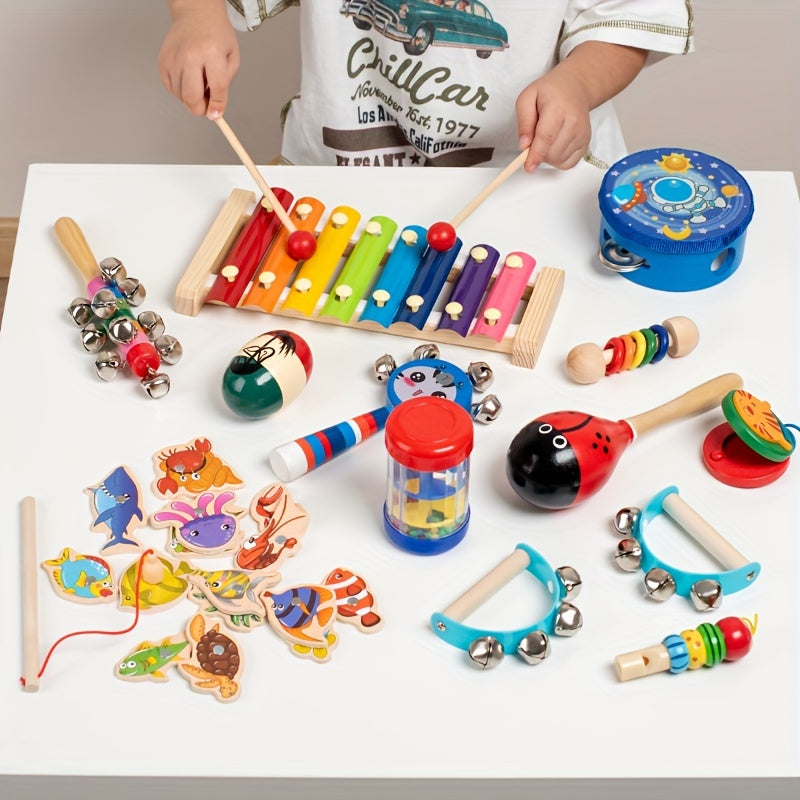 Wooden Montessori Toys Ringing Bells Beaded Ringing Bells Music Toys