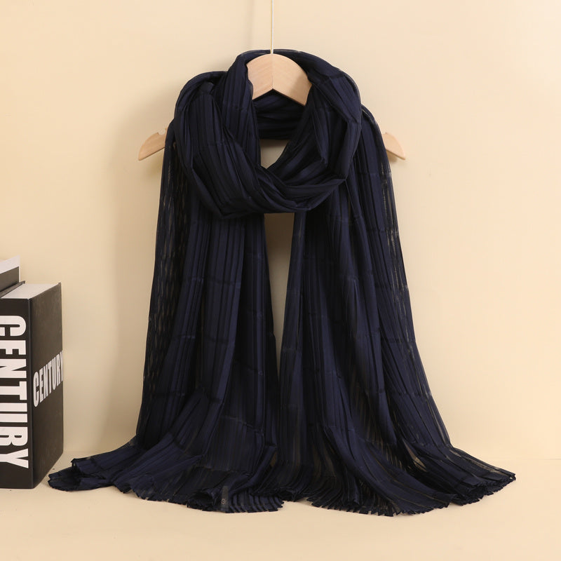 Womens Linen Crinkle Long Soft Scarves Wraps Voile Solid Shawls Scarf