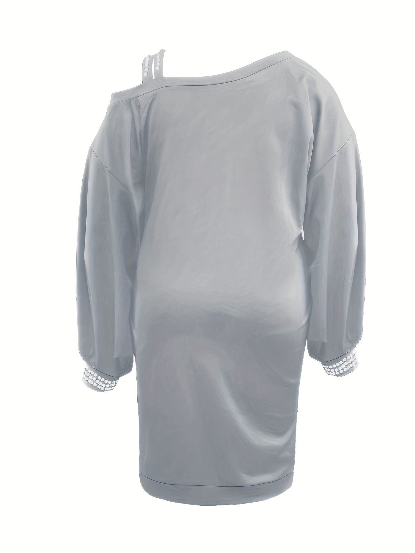  Rhinestone Lantern Sleeve Sexy Dress