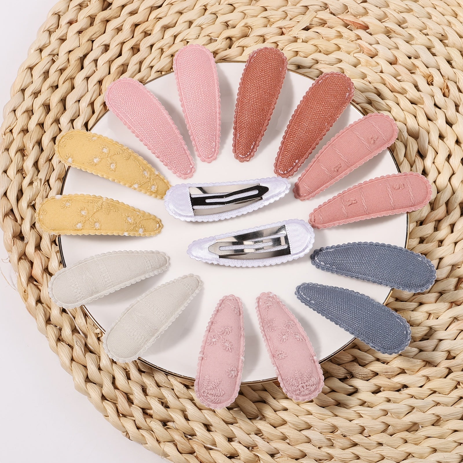 15pcs Embroidery Floral Hair Clip for Baby Girls