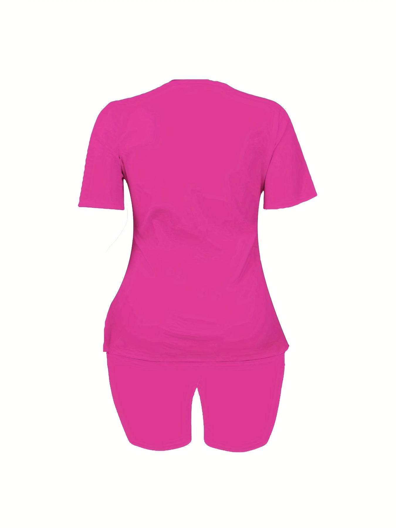Women's Plus Figure & Letter Print Tee & Shorts Outfits 2pcs Set