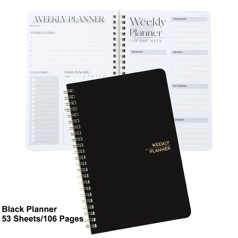 Undated Weekly Planner Notebook with Goal To-Do List