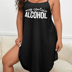  Sexy Lounge Dress Women's Plus Funny Slogan Print Round Neck