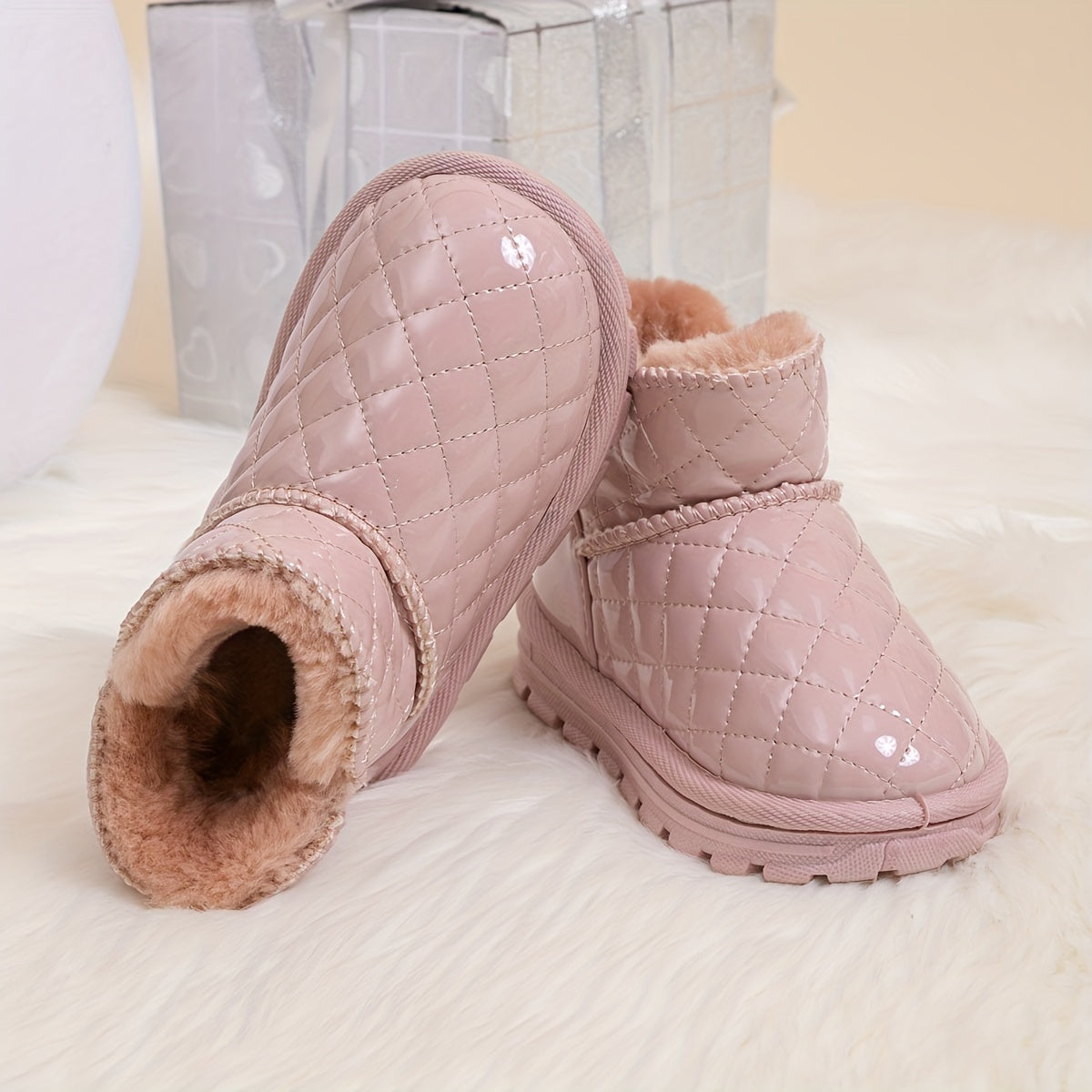Girls' Warm Slip On Snow Boots - Cozy Fleece Lined Outdoor Winter Shoes