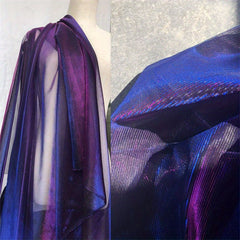 Purple Laser Hollow out Mesh Lace Fabric for Bridal Party
