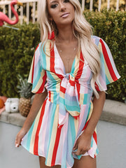 Casual Tie Front Romper Jumpsuit