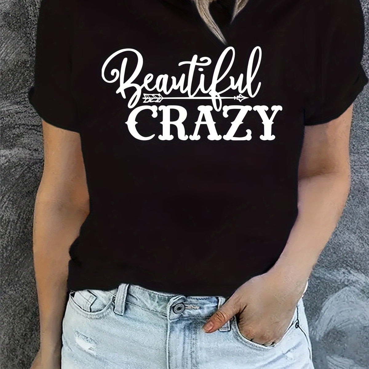 Letter Graphic Sports Round Neck T shirt Short Sleejson