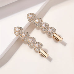 Glitter Heart Hair Clip Bobby Pin Barrette Rhinestone Faux Pearl Hair Slides