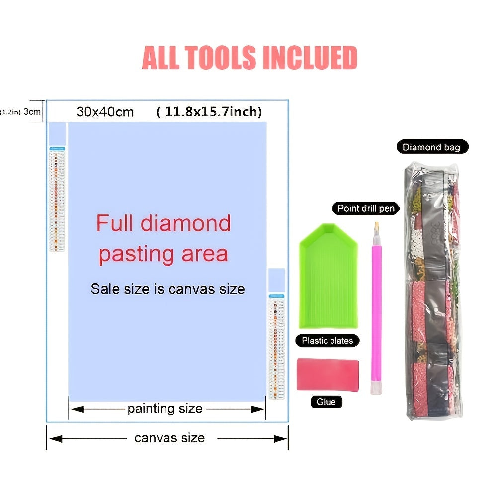 DIY 3D Diamond Painting Flower Butterfly Animal Cross Stitch Rhinestones 30x40cm
