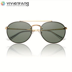Retro Rimless Aviator Sunglasses Polarized UV Protection