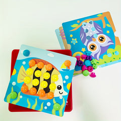 Creative Button Art Craft Kit for Kids - Fun Mosaic Pegboard Toy Set