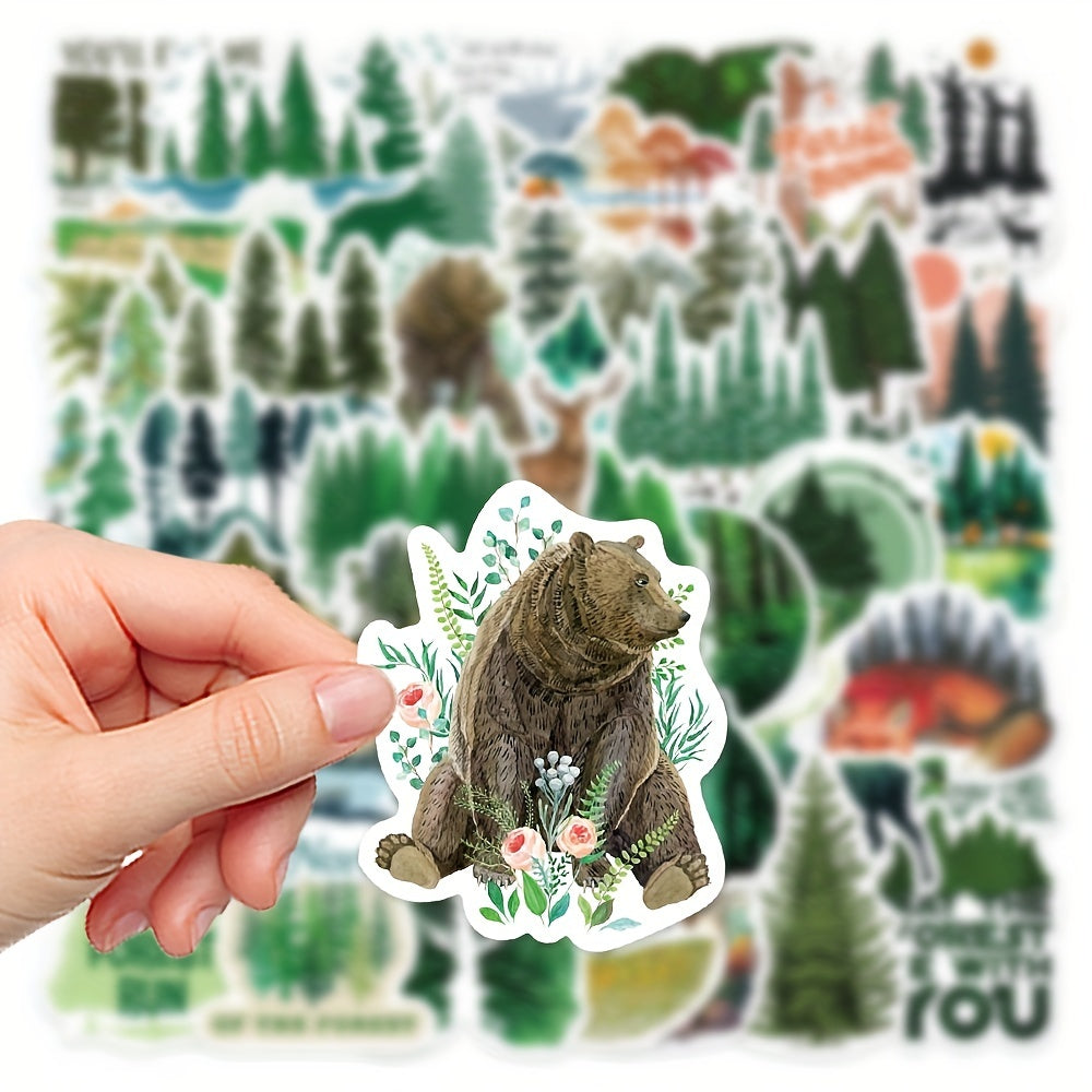 50pcs Green Forest Stickers Healing Waterproof Stickers