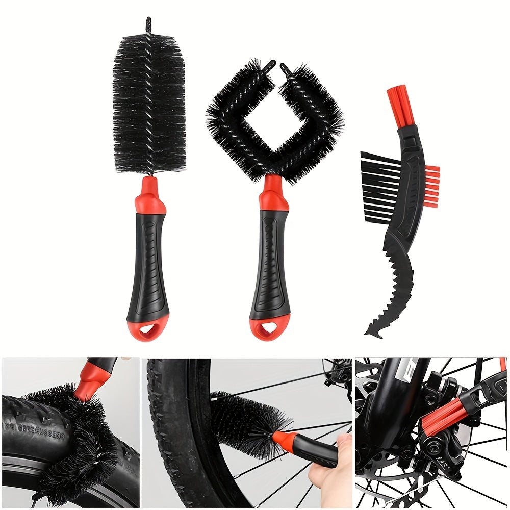 3pcs Bike Chain Cleaning Brush Bike Maintenance Accessory