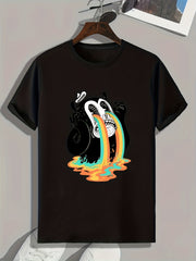 Funny Cartoon Print Men's Graphic T-shirt for Summer