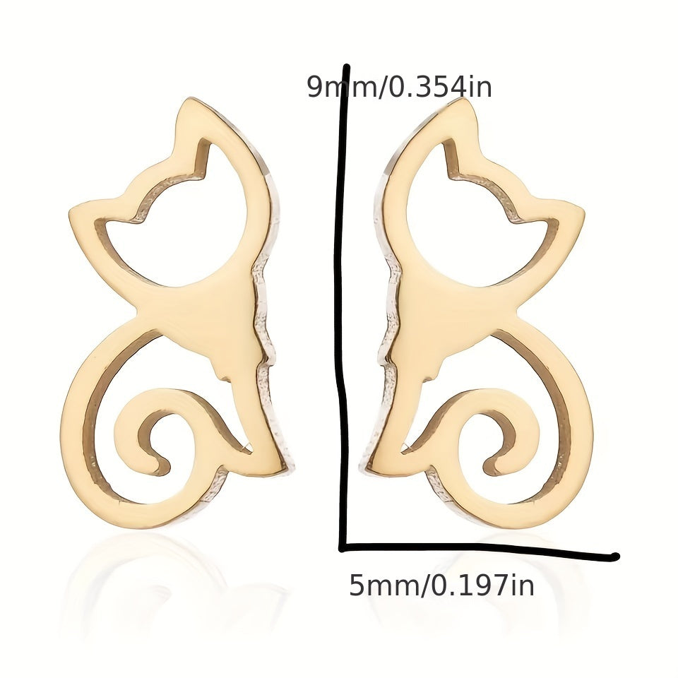 2pcs Men's Kitten Ear Studs Stainless Steel Ear Accessories