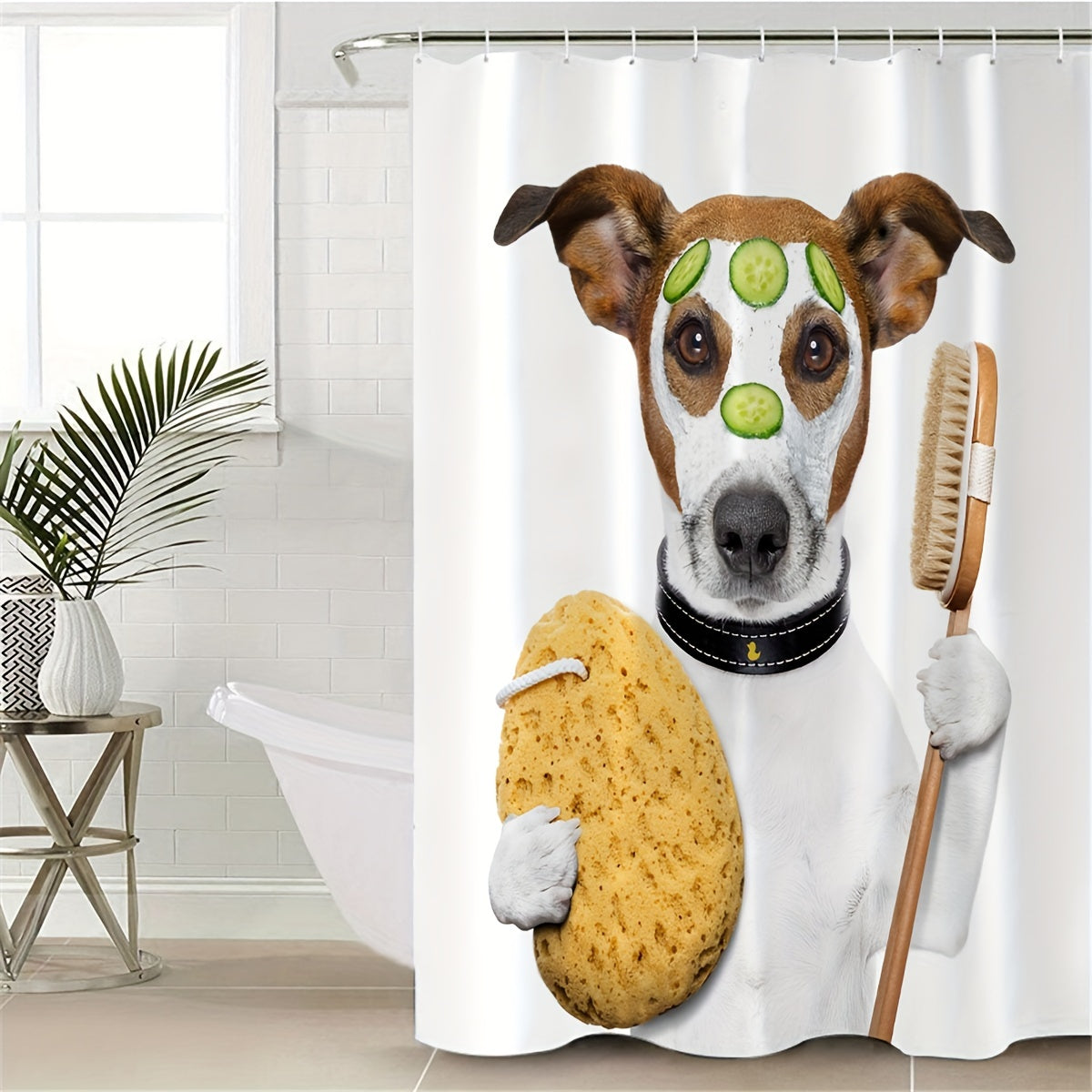Funny Dog Pattern Shower Curtain Waterproof Mildew Proof Bath Curtain