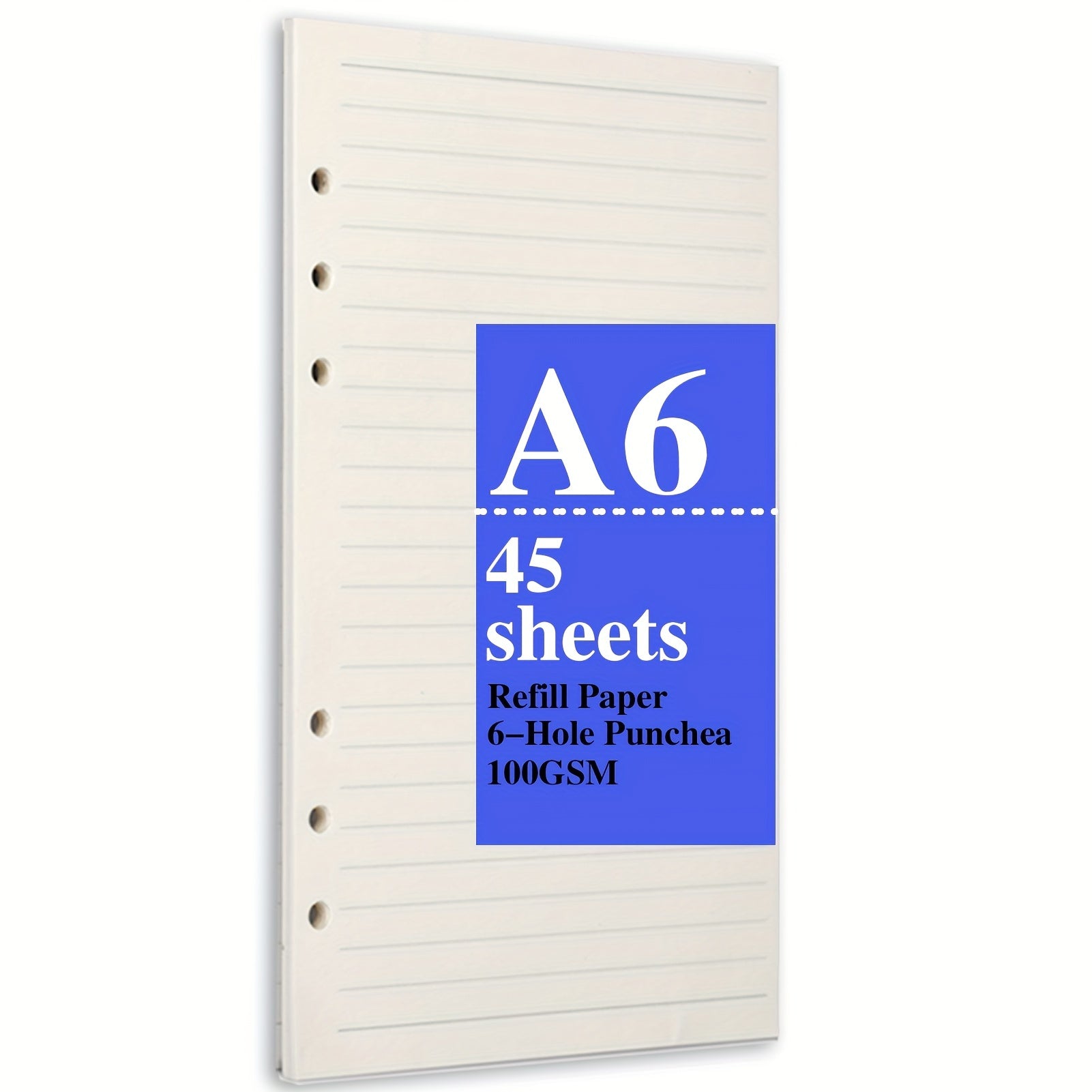 A6 Refills Lined Paper 45 Sheets 90 Pages 6 Hole Punched for 6 Ring Binders