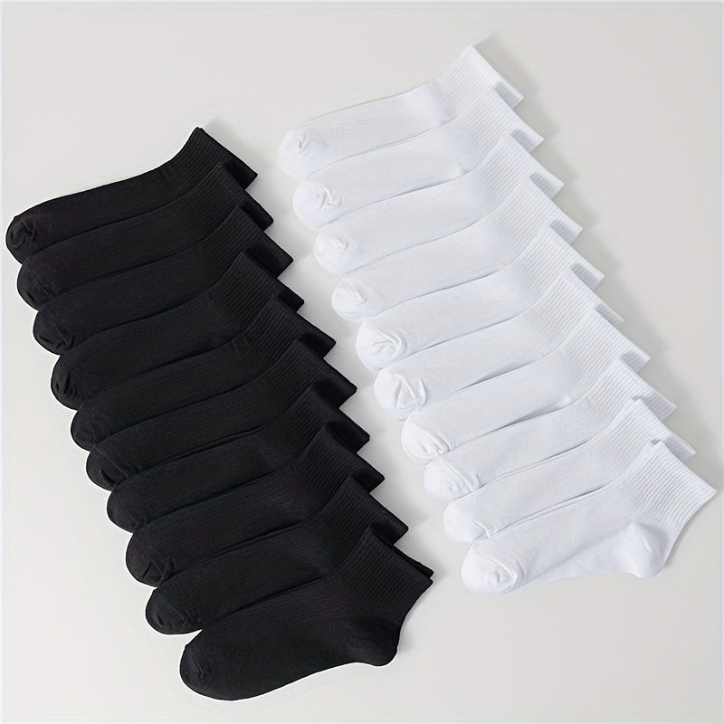 20 Pairs Comfy & Breathable Solid Socks Women's Stockings