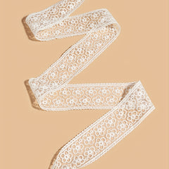 Lace Sash Belt Faux Pearl Pendant Bowknot Waistband Decorative Girdle