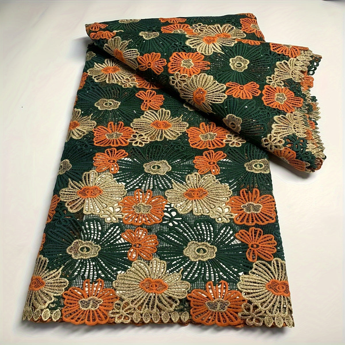 Polyester Embroidery African Lace Fabric Guipure Cord Celebration Cotton Lace