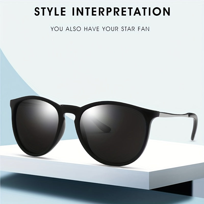 Men's Retro UV400 Sunglasses Oval Metal Frame Outdoor Sunshade Glasses