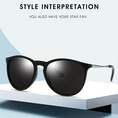Men's Retro UV400 Sunglasses Oval Metal Frame Outdoor Sunshade Glasses