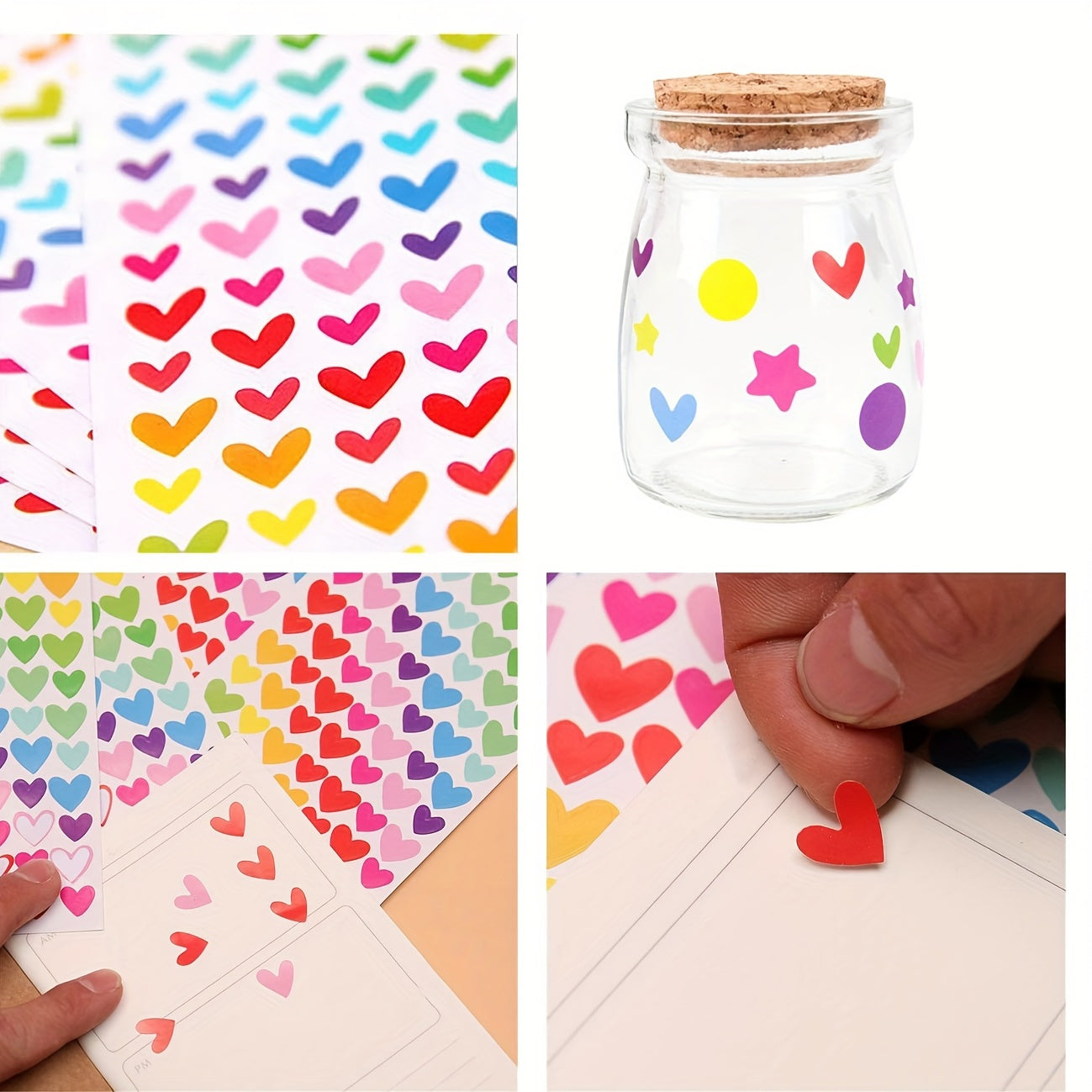 1512pcs Self Adhesive Stickers Arts Crafts Mixed Dots Hearts