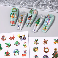 3D Christmas Nail Art Sticker Green Christmas Tree Self Adhesive Sliders