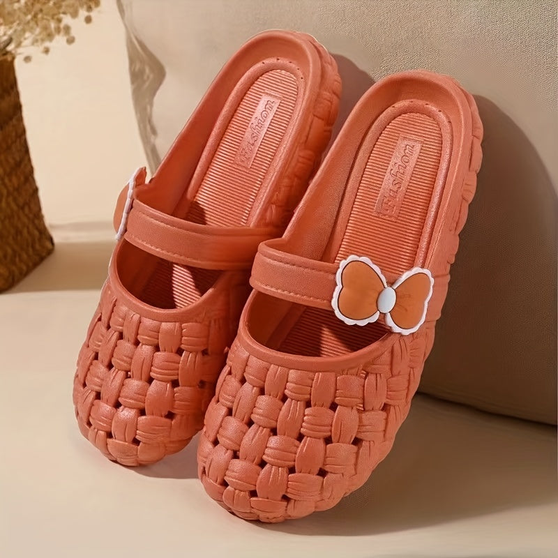 Women's Bowknot Decor Clogs Closed Toe Slip On Shoes