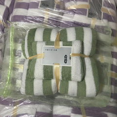 2pcs Striped Towel Set Soft Comfortable Hand Towel Bath Towel Absorbent Towels