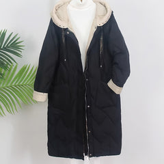 Long Puffer Coat Hooded Winter Jacket Plus Size